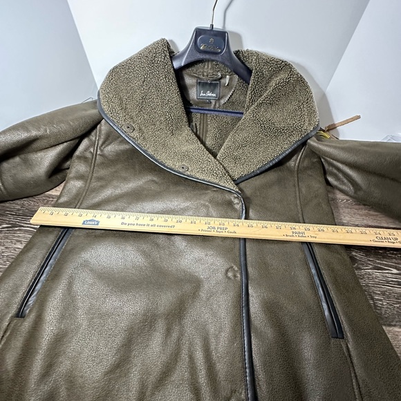 Sam Edelman Women's Sydney Hooded Faux Shearling Dark Olive Jacket size L - Picture 11 of 16